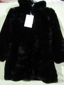 Monte Cervino Faux Fur Jacket Black Size L New With Tags ( Please Note This Is A EU Size And Will Be