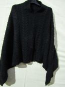 Knitted Mixed Fibre Poncho Black One Size New & Packaged