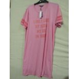Foxbury Ladies Pink Varsity Short Sleeve Nightie Size 12-14 New & Packaged