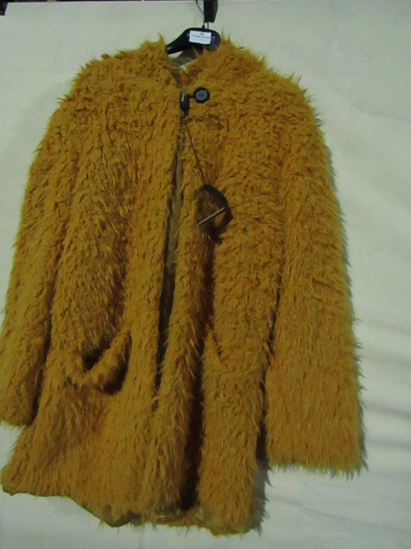 Teddy Bear Jacket Lined Mustard Colour Approx Size 12-14 New With Tags