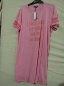 Foxbury Ladies Pink Varsity Short Sleeve Nightie Size 12-14 New & Packaged