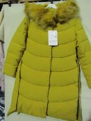 NO VAT!.Monte Cervino Collection Padded Winter Coat Mustard Colour ( Hooded ) Size EU X/L New With
