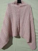 Knitted Mixed Fibre Poncho Pink One Size New & Packaged