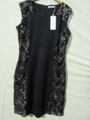 Miss & Max Dress Black With Black Lace Trim & Cream Showing Underneath Trim Size X/L New & Packaged