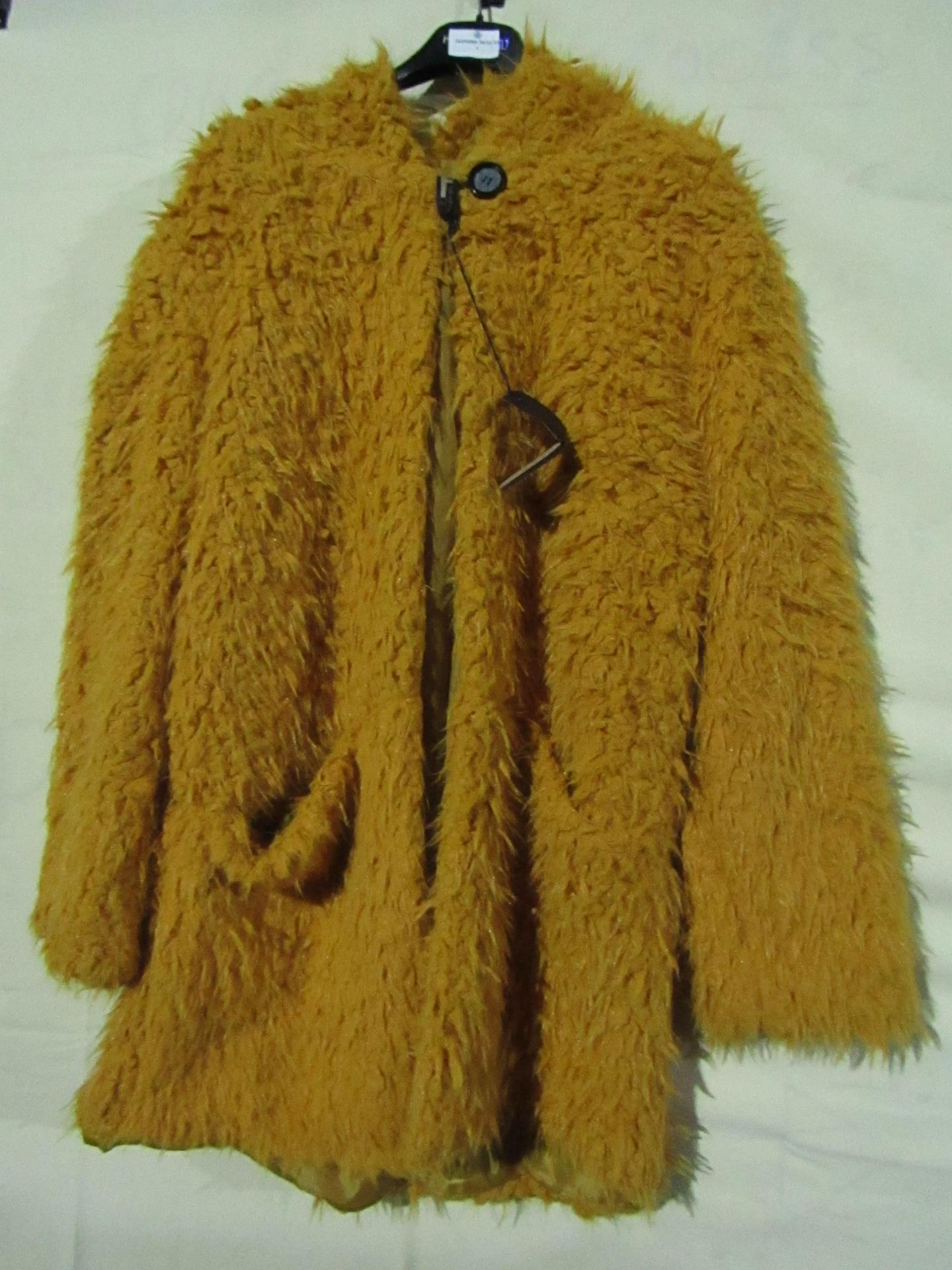 Teddy Bear Jacket Lined Mustard Colour Approx Size 12-14 New With Tags