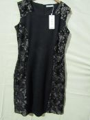 Miss & Max Dress Black With Black Lace Trim & Cream Showing Underneath Trim Size M New & Packaged