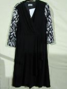 Dennis Day Dress Black With Sequince Sleeves Black Size 12 New With Tags