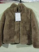 Monte Cervino Faux Fur Short Jacket Beige Size M New With Tags