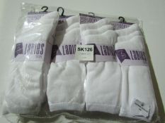 1 X PK of 12 Ladies White Socks Size 4-7 New & Packaged