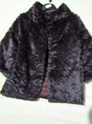 Reversible Poncho Fleecy On One Side Dark Plum Colour Size Approx S-m New No Tags