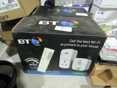 BT Premium whole Home Tri band AX3700 wifi disc add on, comes in original box and powers on but we