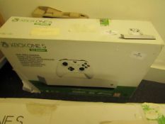 Xbox ONE S 1TB All digital console, powers on and goes through to a screen which says time to