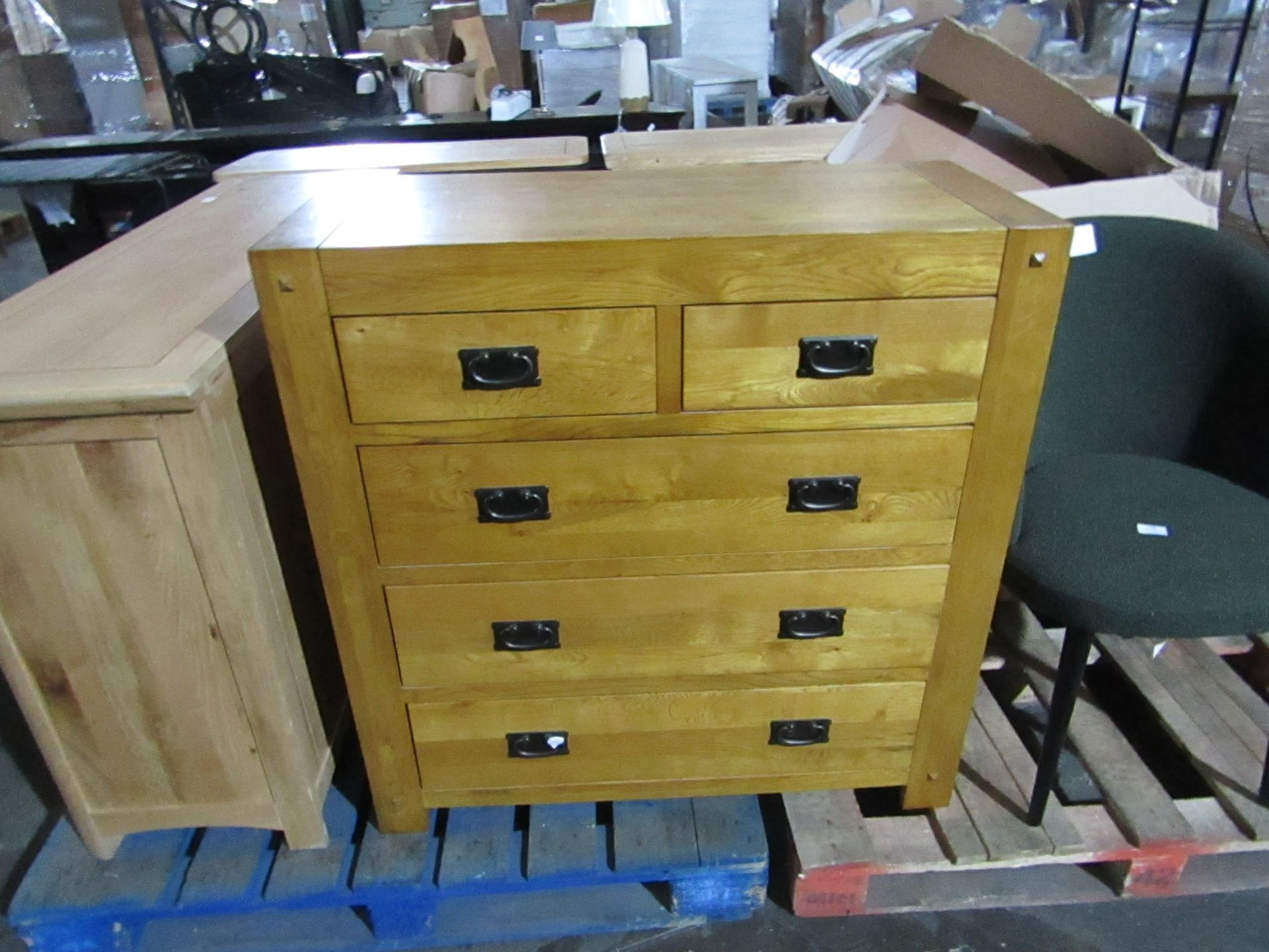 Oak Furnitureland Quercus Solid Oak 2+3 Drawer Chest RRP ¶œ329.99