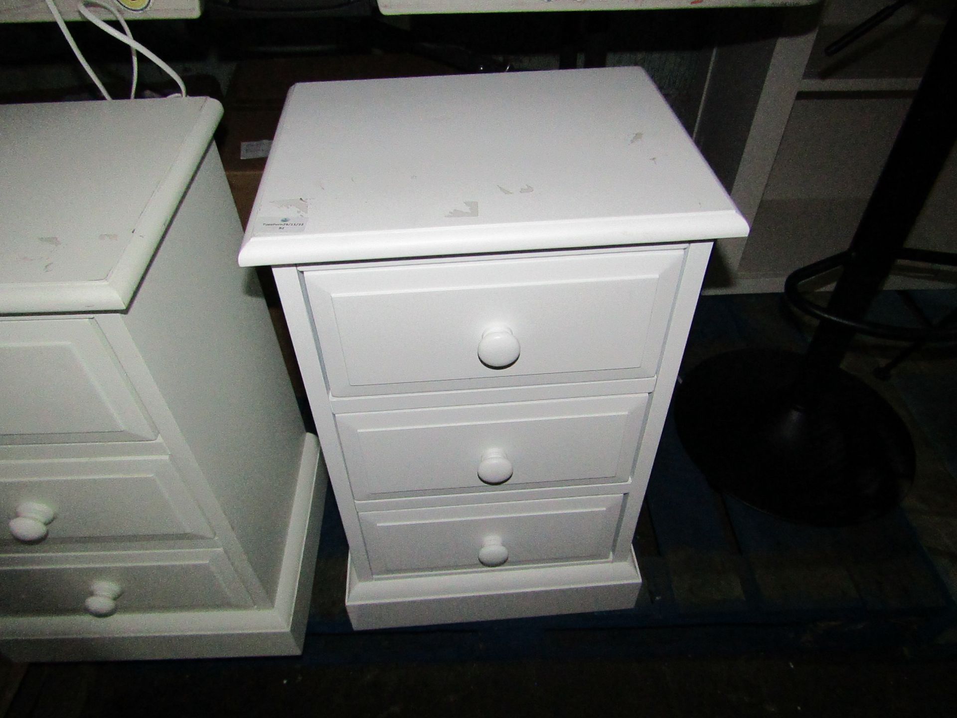 Cotswold Company Burford Ivory 3 Drawer Bedside RRP Â£125.00, needs repairs and refurbing