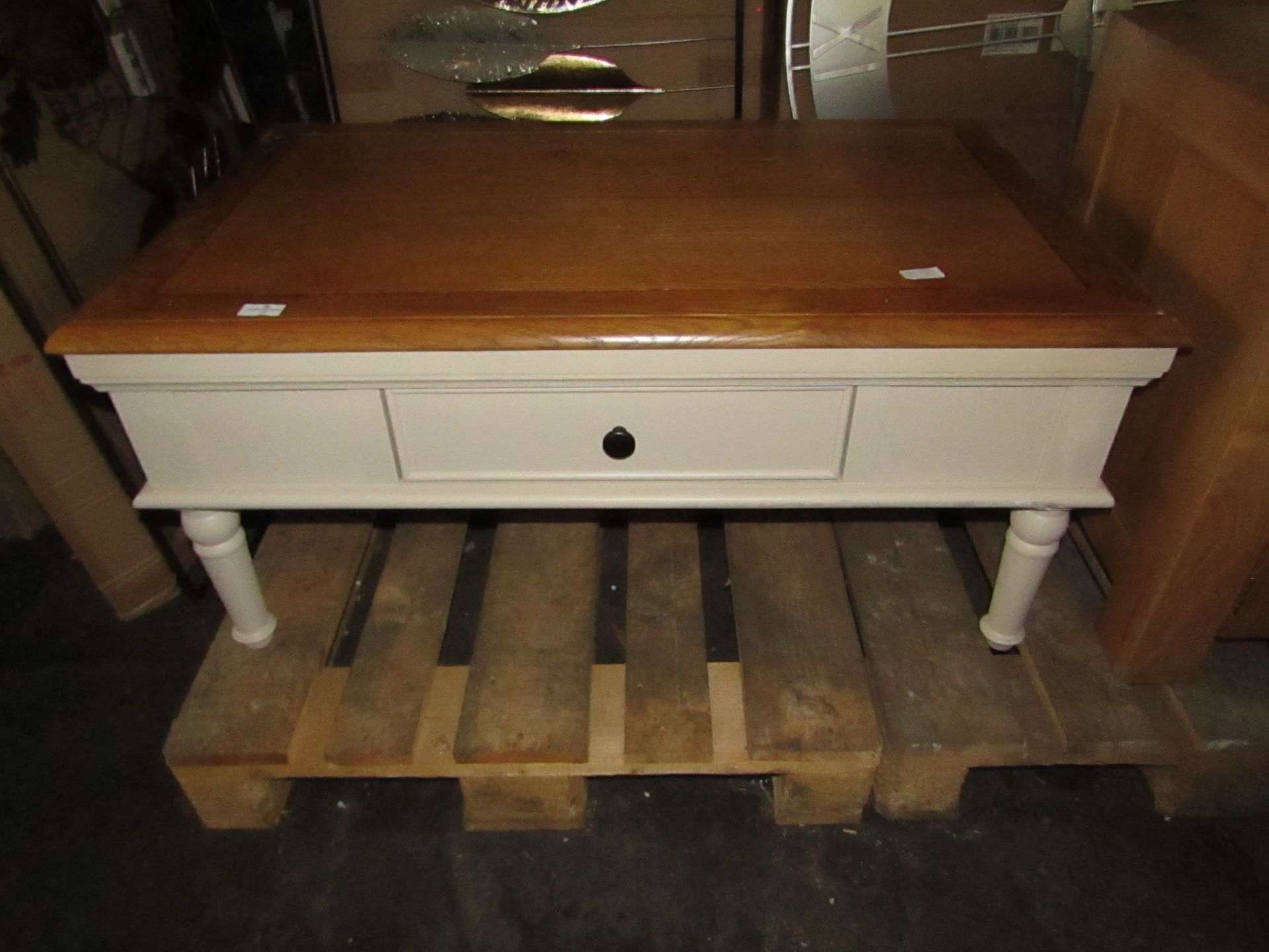 Oak Furnitureland Shay Rustic Oak And Painted Coffee Table RRP Â£249.99The Shay coffee table is a