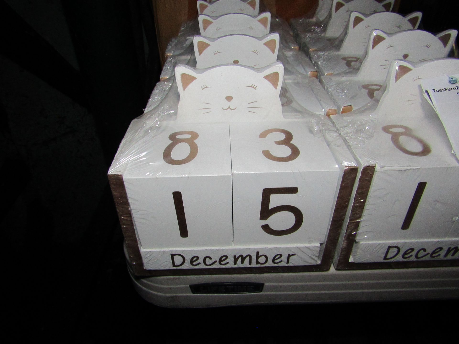 Rowen Group White & Gold Cat Block Calendar RRP ¶œ08.00