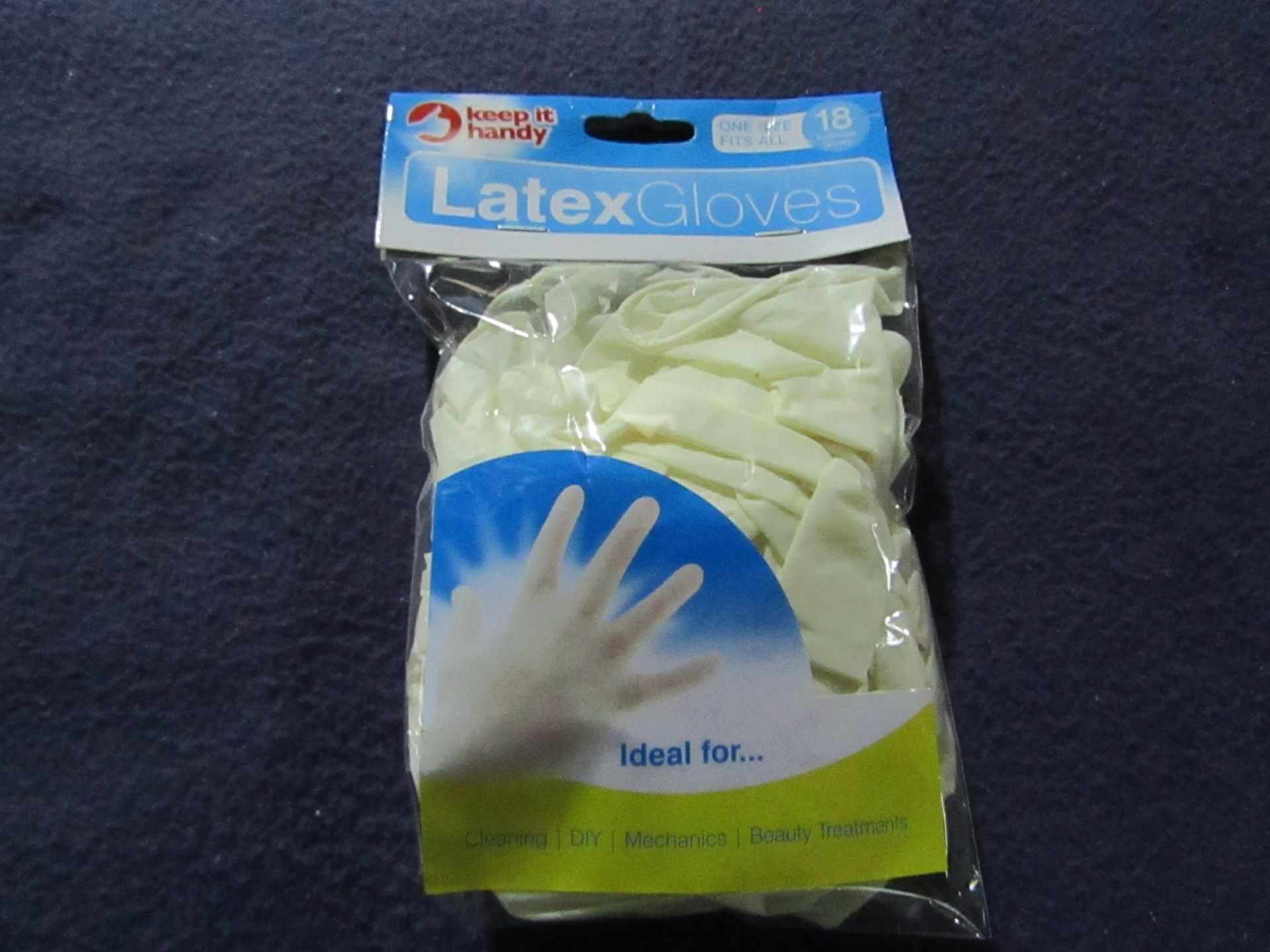 48x Keep It Handy - Latex Gloves - One Size ( 9 Pairs of Gloves Per Pack ) - All Unused & Boxed.