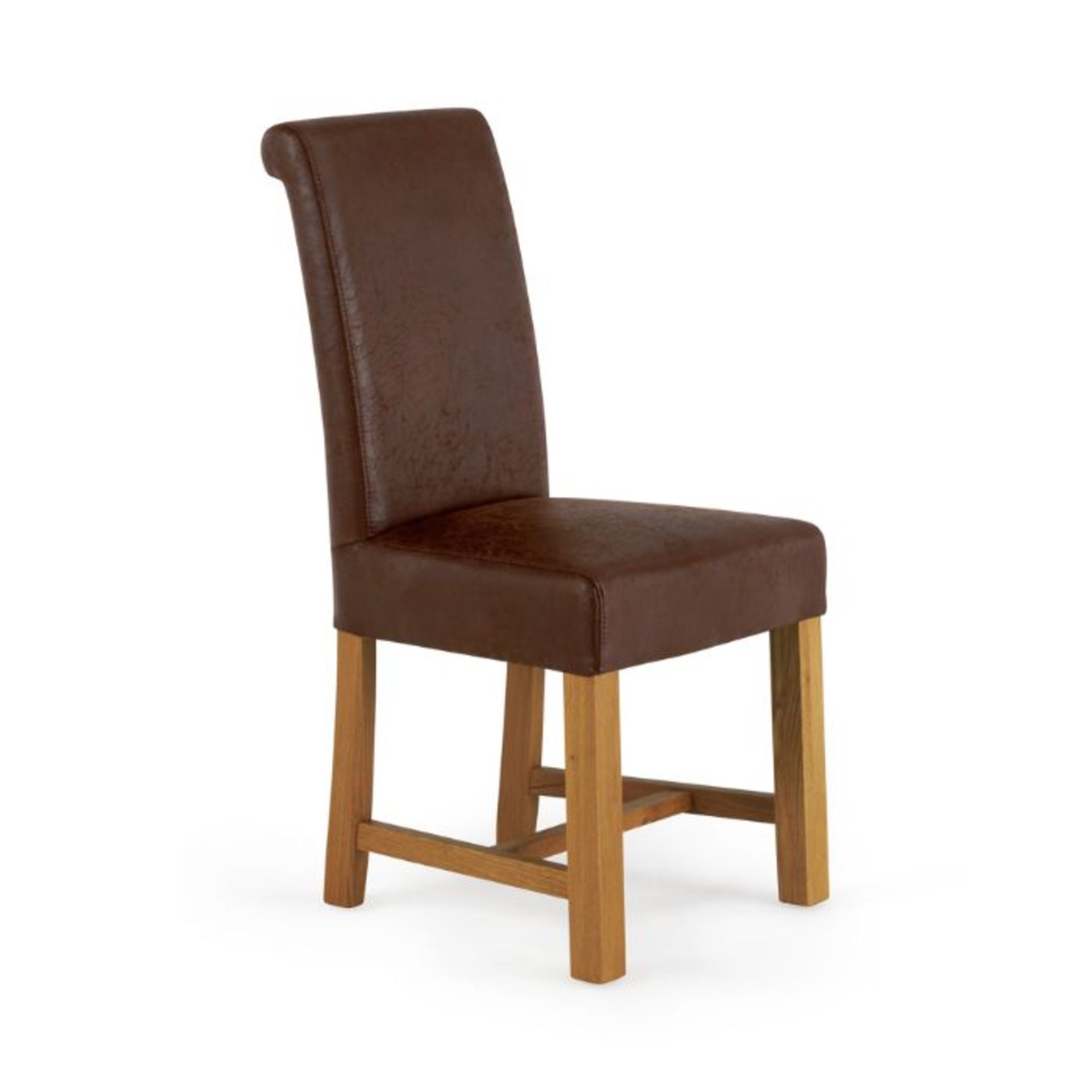 Oak Furnitureland Scroll Back Chair in Antiqued Brown Fabric with Solid Oak Legs RRP œ380.00 This - Image 3 of 3