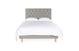 Heals Heal's Shallow Divan Super King Pewter and Cream Cotton Dark Solid Wood RRP œ1059.00 Heal's