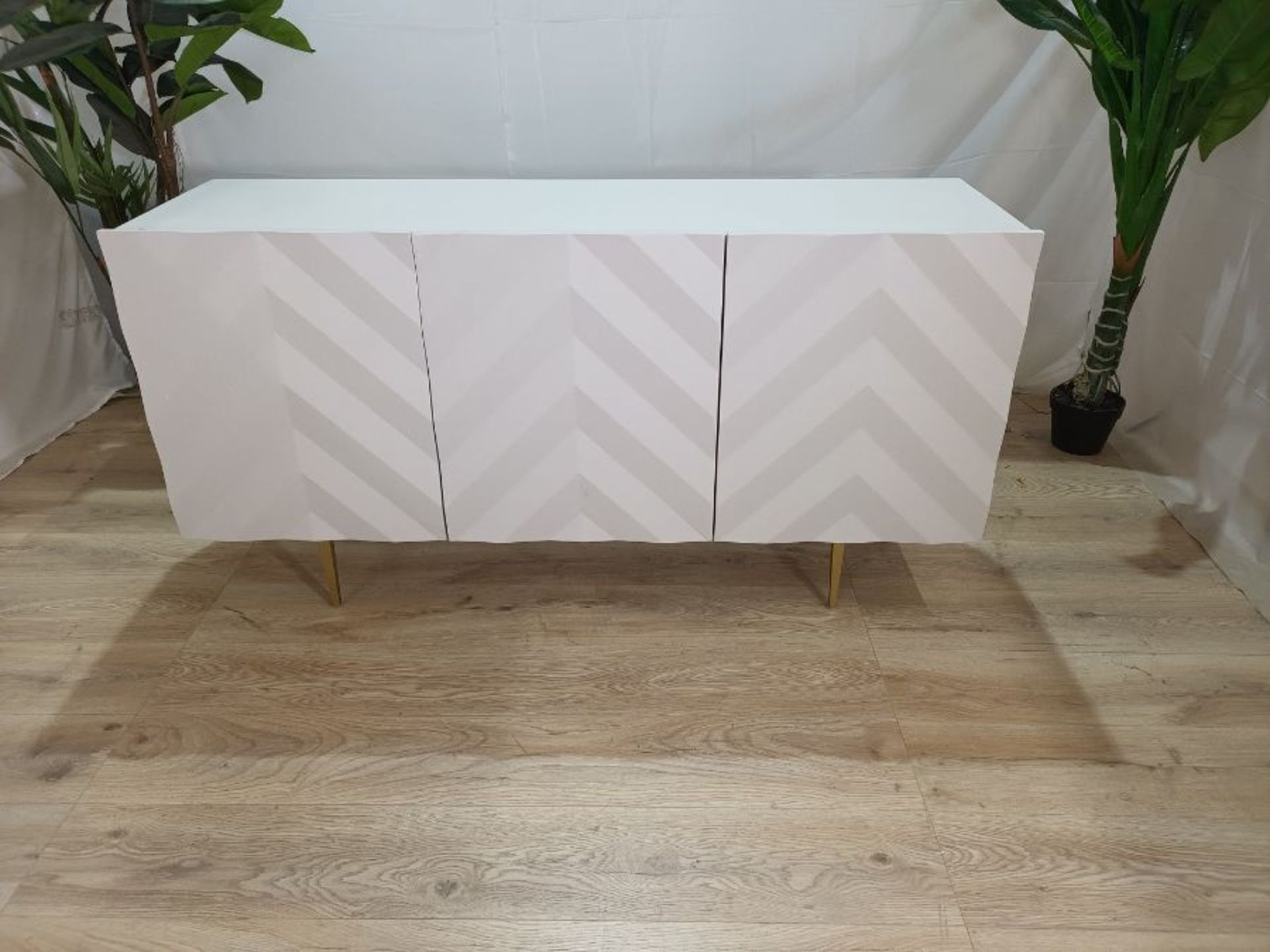 Swoon Chez Sideboard in Light Grey Parquetry and Brass RRP £649 - Image 5 of 7