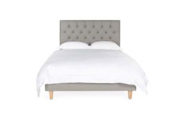 Heals Heal's Shallow Divan Super King Pewter and Cream Cotton Dark Solid Wood RRP £1059.00