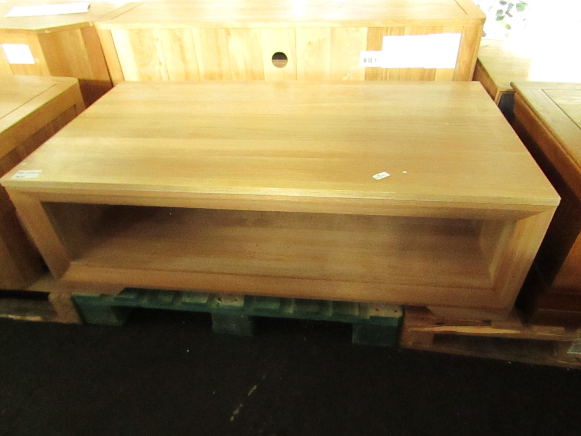 Oak Furnitureland Bevel Natural Solid Oak Coffee Table RRP Â£279.99 (SKU OAK-APM-BEV011OAK PID OAK-