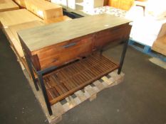 Oak Furnitureland Detroit Solid Hardwood And Metal Console Table RRP Â£294.99 Lot includes: Oak