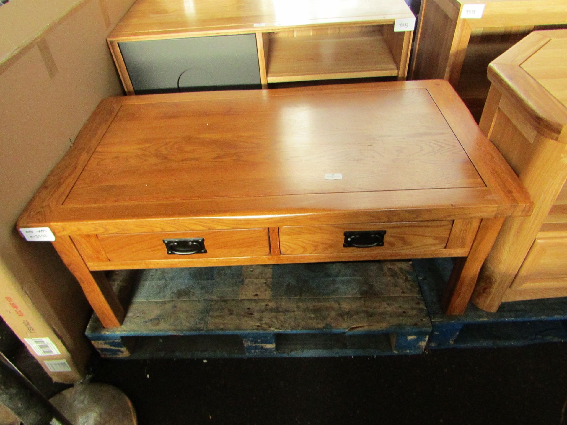 Oak Furnitureland Original Rustic Solid Oak 4 Drawer Storage Coffee Table RRP Â£219.99 This Rustic