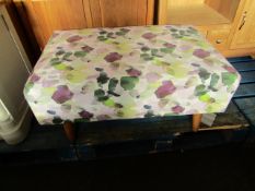 Oak Furnitureland Evie Accent Footstool In Patterned Purple Fabric RRP Â£249.99 Scandi influence