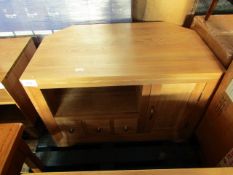 Oak Furnitureland Bevel Natural Solid Oak Corner Tv Cabinet RRP Â£299.99 The Bevel wooden corner