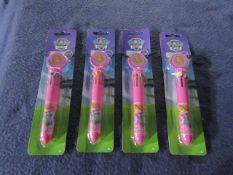 4x Paw Patrol - Skye Pink 10-Colour Spinning Top Pens - All New & Packaged.