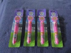 4x Paw Patrol - Skye Pink 10-Colour Spinning Top Pens - All New & Packaged.