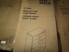 Lloyd Pascal - 4-Drawer Chest - Cream & Oak Effect - Unchecked & Boxed.