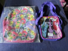 1x Unbranded - Multi-Coloured Sparkle Backpack - Unused & Packaged. 1x My Little Pony - Personal Bag