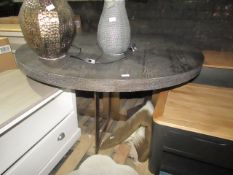Oka Apse Round Dining Table With Metal Inlay - Carob Carob RRP Â£2995.00 Apse Round Dining Table