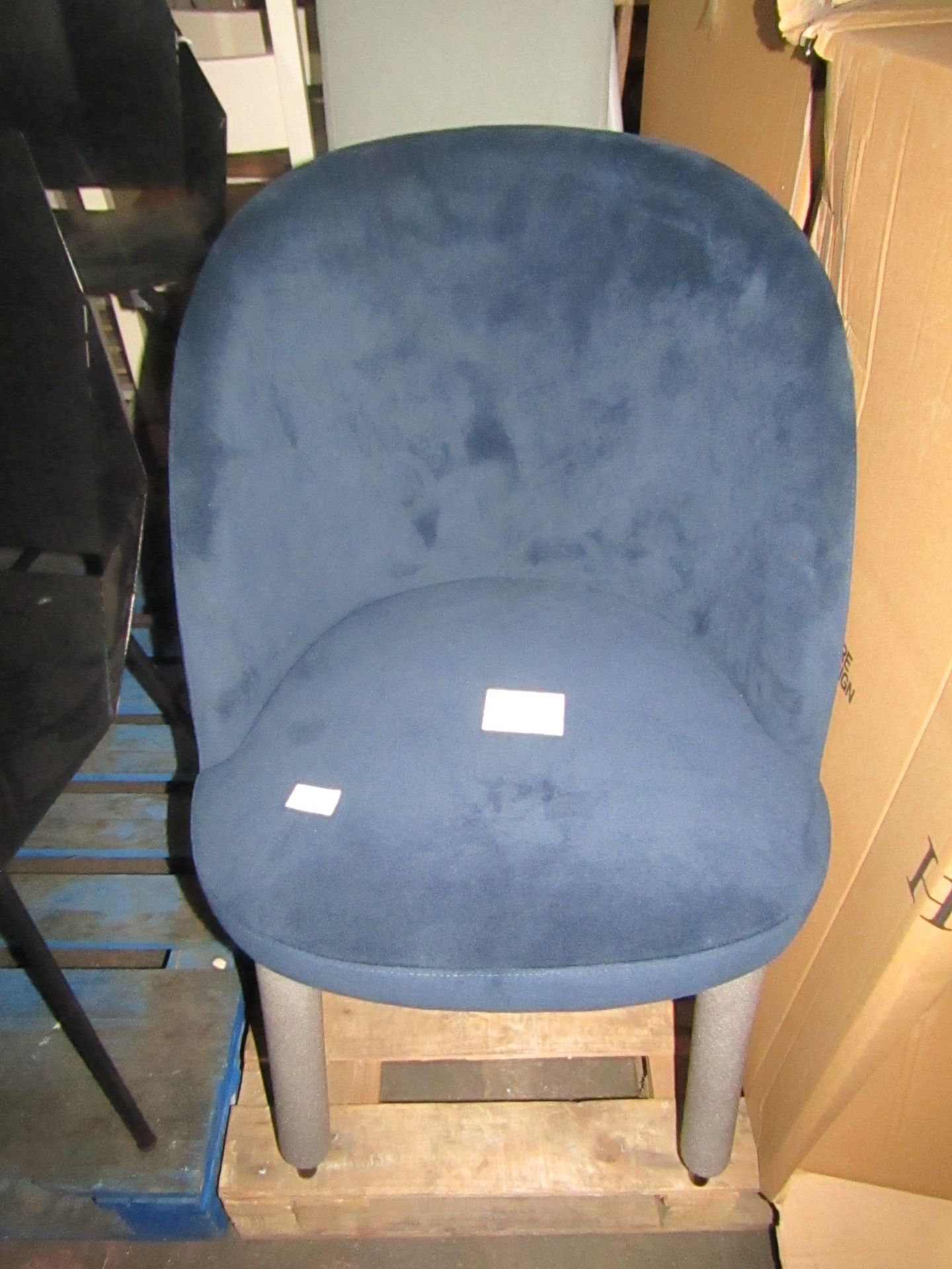 Heals Austen Dining Chair Plush Velvet Indigo Black Leg RRP Â£299.00 The curved profile of the