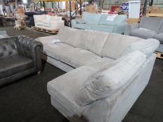 Oak Furnitureland Nebraska Left Hand Corner High Back Sofa With Storage Footstool In Aero Silver Wit