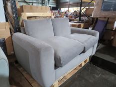 Snug Cloud Sundae Two Seater Sofa with Storage Warm Grey Settee Lounge Brown Wooden legs RRP £1309.