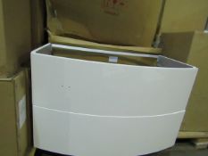 Vue Gloss White Curved Cabinet 900mm - Item Needs Screws Tightening, Boxed.