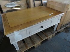 Oak Furnitureland Shay Rustic Oak And Painted Coffee Table RRP Â£249.99 The Shay coffee table is a