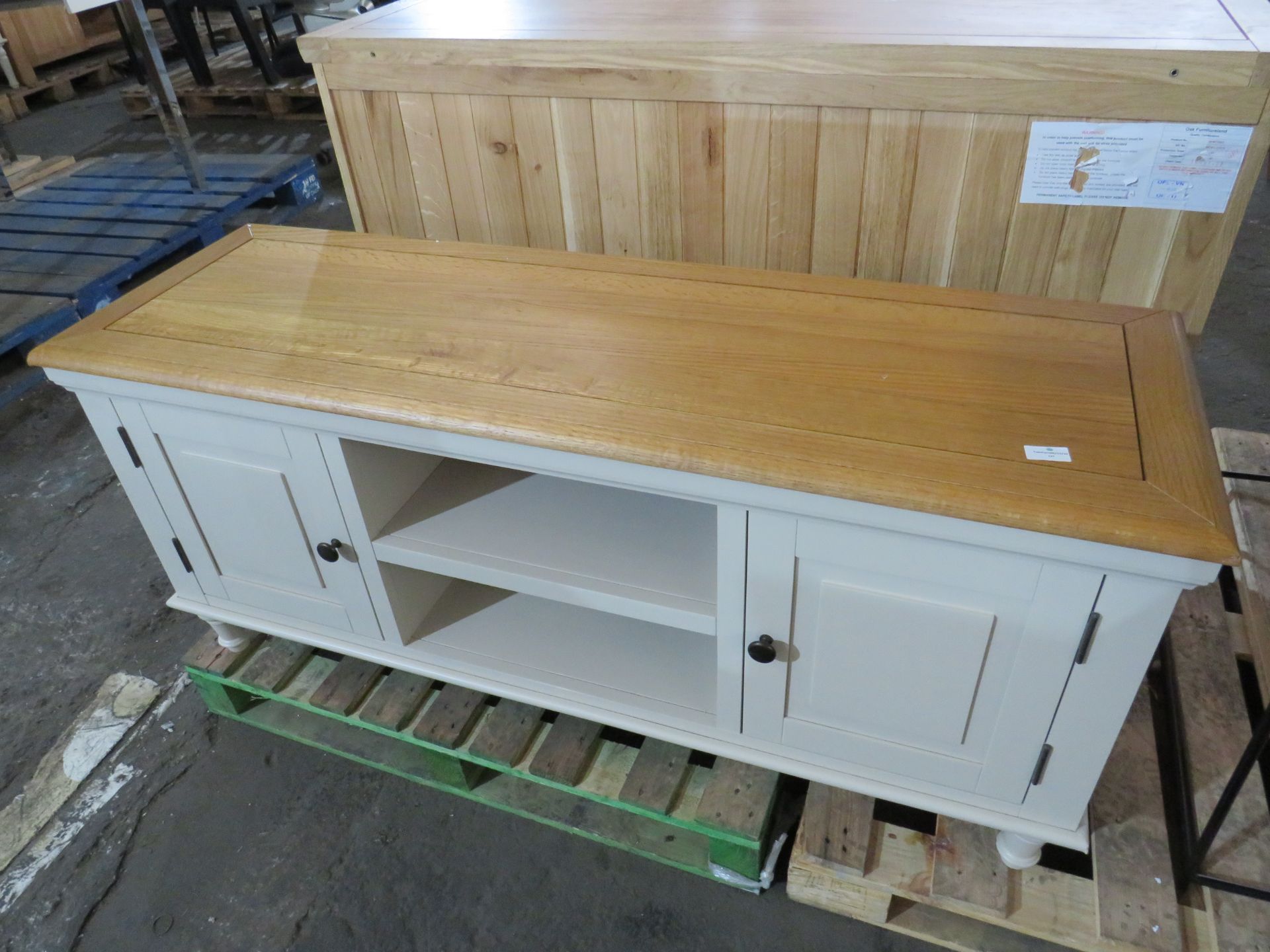 Oak Furnitureland Shay Rustic Oak And Painted Large Tv Cabinet RRP Â£344.99 Our Shay large TV