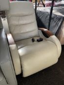 NO VAT!!! Thomasville Benson Cream Leather Power Glider Rocker and Reclining Chair with USB Port.