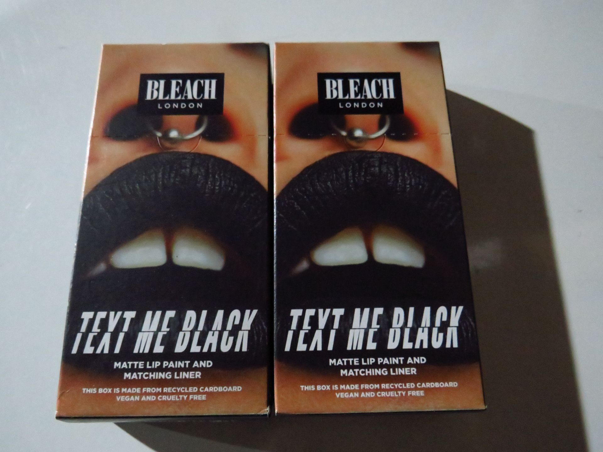 2x Bleach London - Text Me Black Matte Lip Paint & Matching Liner - New & Boxed.