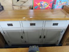 Oak Furniture Land 3 drawer, 3 door painted sideboard, overall in good condition may have some marks