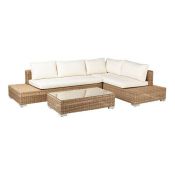 Oka Balladou Corner Set and Coffee Table - Driftwood RRP ¶œ2895.00, missing a seat cushion is the