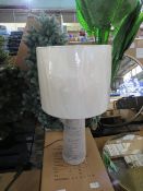 Cox and Cox Spencer Table lamp in grey, unchecked as no batteries but looks in very good condition
