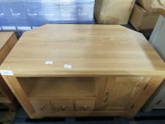 Oak furniture Land Corner TV unit with cupboard, overall good condition may have the odd mark but