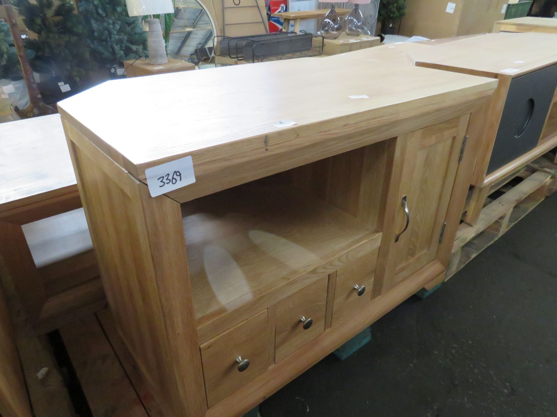 Oak Furnitureland Bevel Natural Solid Oak Corner Tv Cabinet RRP ¶œ299.99