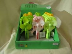 6x Cactus - Manual Water Spray Fan - Assorted Colours - Unused.