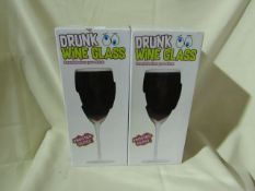 2x AddLiquid - Frosted Drunk Wine Glass - Unchecked & Boxed.